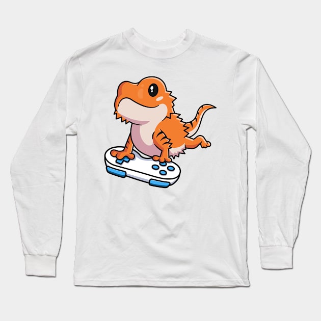 Bearded Dragon Shirts For Kids Boys Games Reptile Gamer Long Sleeve T-Shirt by 14thFloorApparel